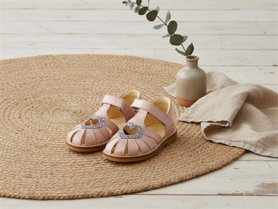 Angulus hjertesandal rosebud/pastel multi glitter (smal)