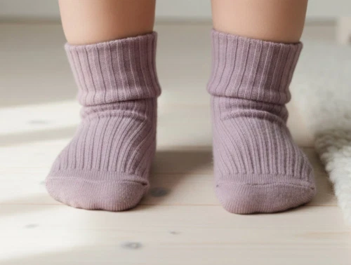 MP strømper lilac shadow med rib og ombuk