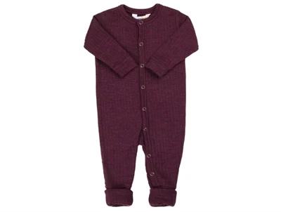 Joha uldheldragt i blommefarvet merinould med trykknapper og fødder  