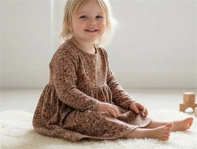 Wheat kjole Otilde flowers and animals