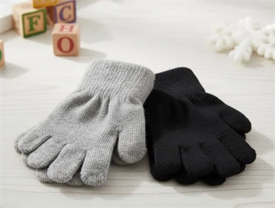 CeLaVi grey/black fingervanter uld/nylon (2-pak)