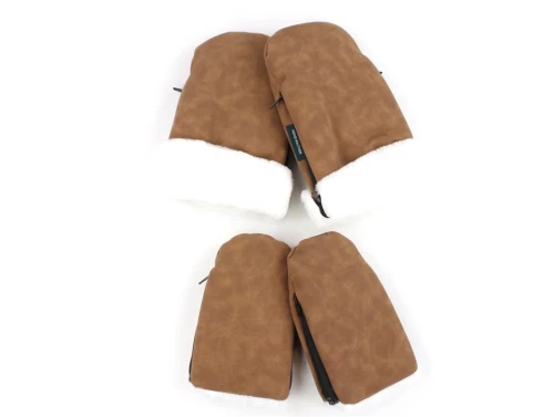 KongWalther brown faux suede Østerbro handskesæt til mor og barn (2-pak)
