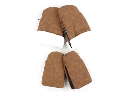 KongWalther brown faux suede Østerbro handskesæt til mor og barn (2-pak)
