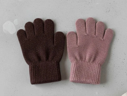 CeLaVi rose brown glitter fingervanter uld/nylon (2-pak)