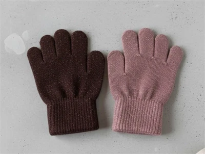 CeLaVi rose brown glitter fingervanter uld/nylon (2-pak)