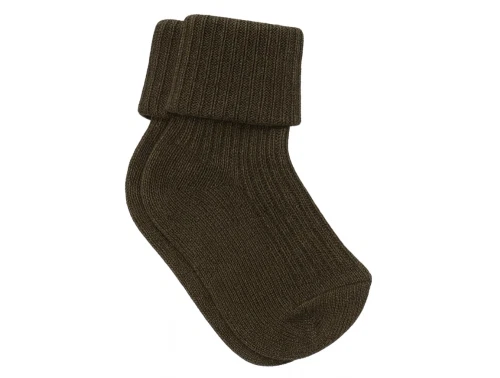 MP uldstrømper brun melange med ribkant