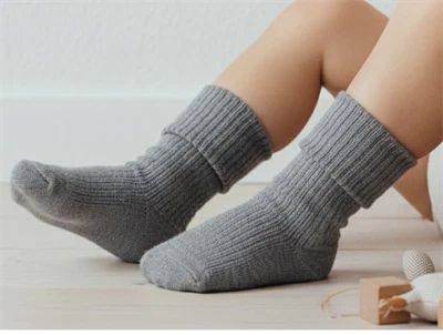 MP grey melange strømper uld (2-pak)