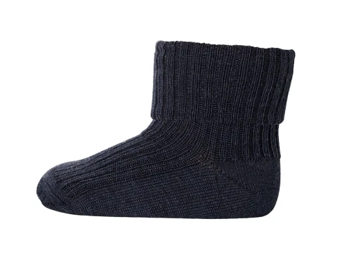 mpKids uldstrømper i dark denim melange med ribkant