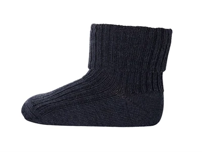mpKids uldstrømper i dark denim melange med ribkant