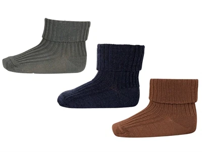 mpKids babystrømper 3-pak i uld med ribstruktur