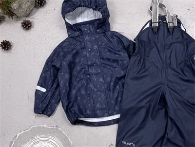 CeLaVi dark navy printet regntøj bukser og jakke