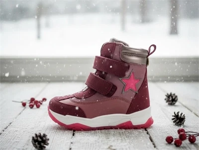 Bisgaard vinterstøvle Dorel bordeaux med velcro og TEX
