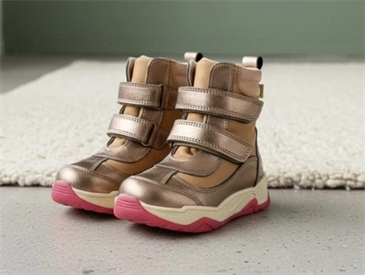 Bisgaard rose guld metallic vinterstøvle Dorel med velcro og TEX