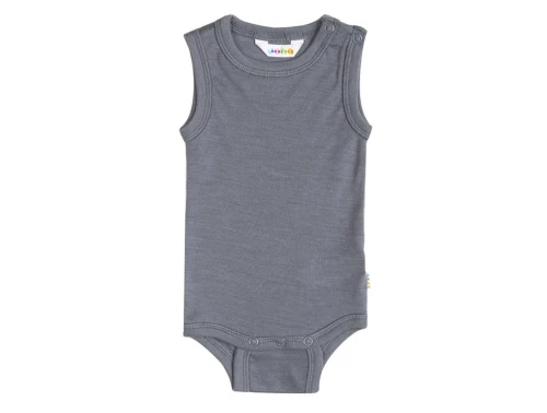 Joha grå body uden ærmer i uld silke