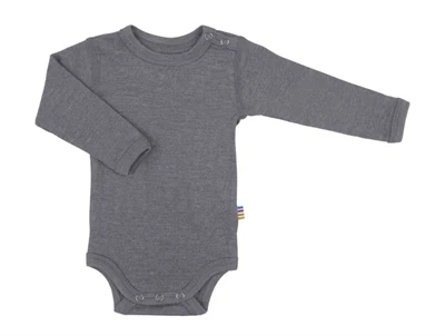 Joha grå body i uld silke med trykknapper