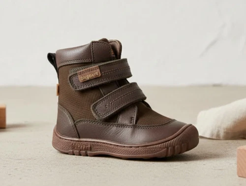 Bisgaard grå vinterstøvle Huxie med velcro og TEX