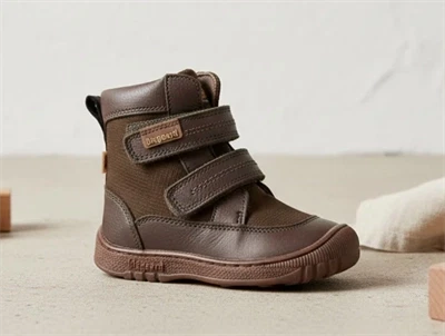 Bisgaard grå vinterstøvle Huxie med velcro og TEX