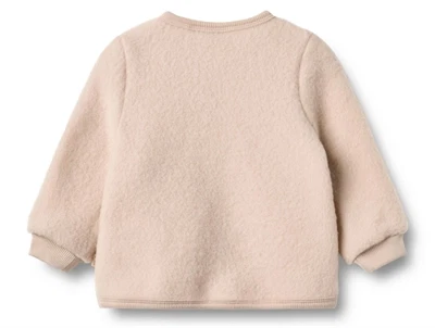 Wheat Wool cardigan pale lilac med knapper bagfra