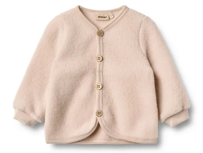 Wheat Wool cardigan pale lilac med knapper forfra