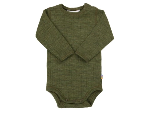 Joha uldbody i mørk oliven merinould med lange ærmer  