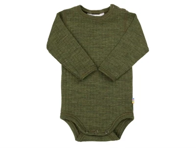 Joha uldbody i mørk oliven merinould med lange ærmer  