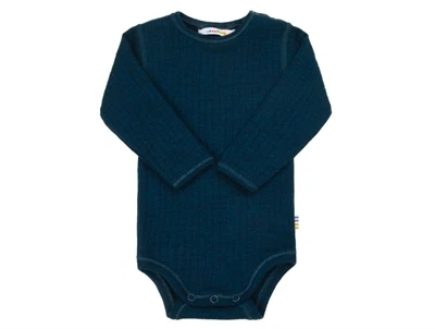 Joha uldbody i mørk turkis merinould med lange ærmer