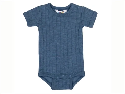 Joha body i blå nuance med korte ærmer i uld og silke