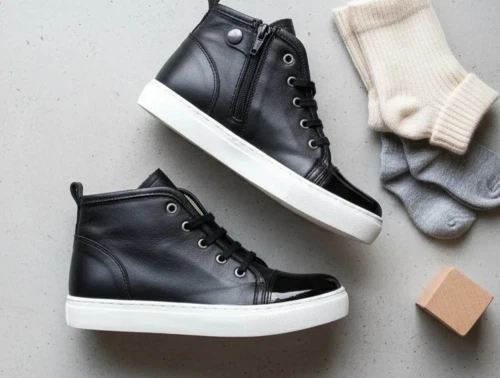 Angulus sneaker sort med lynlås og snørebånd