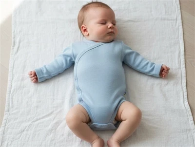 Joha uldbody i blå med wrap-around lukning