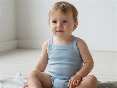 Joha uldsommerbody i blå med skulderstropper