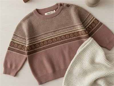 Wheat pullover Elias powder brown jacquard