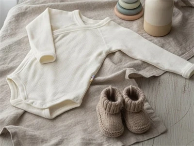 Joha wrap body merinould natur med trykknapper