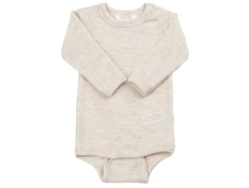 Joha body råhvid i merinould med lange ærmer