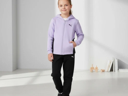 Puma black/vivid violet sweatset med bluse og bukser hooded
