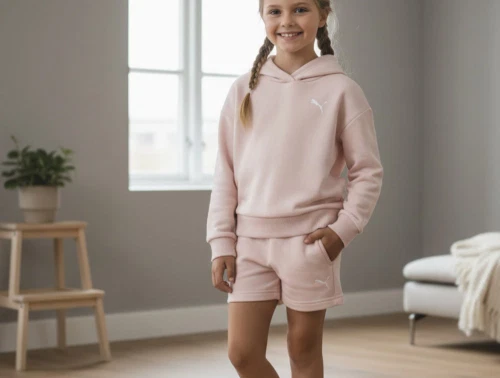 Puma rose dust sweatset med hoodie og shorts