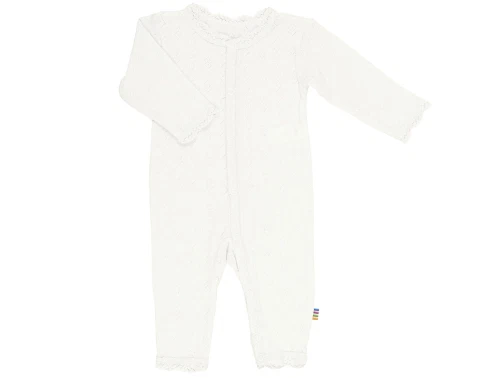 Joha hvid jumpsuit i uld og silke med trykknapper