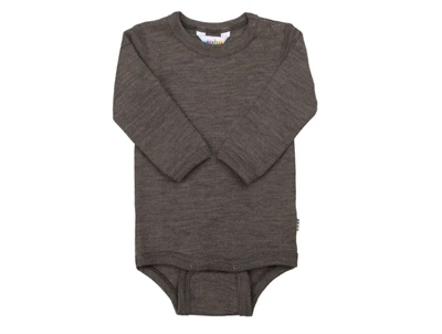 Joha body i brun melange merinould og silke med trykknapper