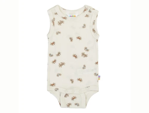 Joha ærmeløs body i råhvid nuance med krabbeprint i uld og silke