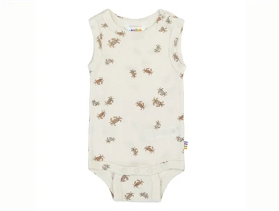 Joha ærmeløs body i råhvid nuance med krabbeprint i uld og silke