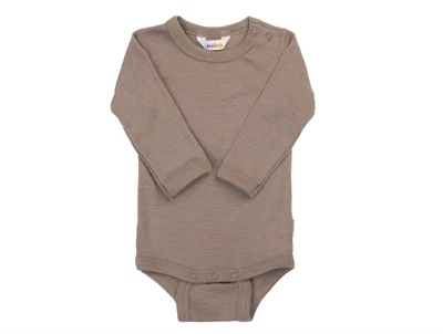 Joha body med lange ærmer i drk. beige merinould og silke
