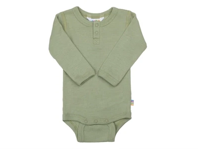 Joha body i grøn merinould og silke med stolpelukning