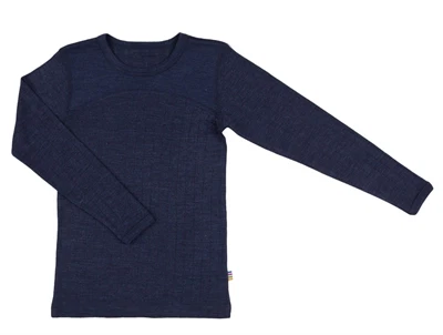 Joha bluse navy med lange ærmer i uld og silke