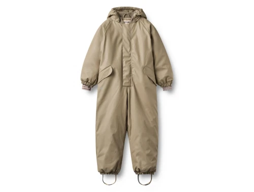 Wheat flyverdragt i beige nuance med hætte set forfra