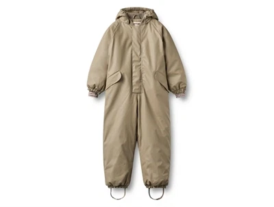 Wheat flyverdragt i beige nuance med hætte set forfra