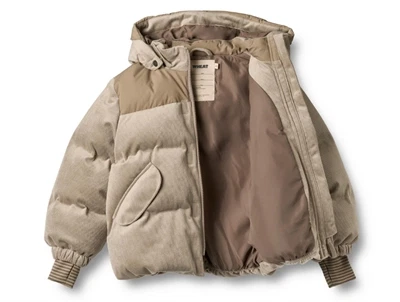 Wheat pufferjakke grey stone vist åben med foer