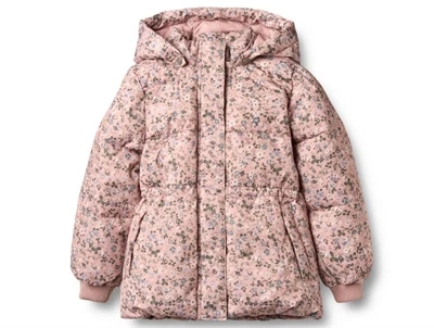 Wheat pufferjakke i rose powder flowers set forfra med blomsterprint