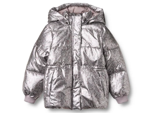 Wheat pufferjakke i silver flower meadow set forfra med metallisk look