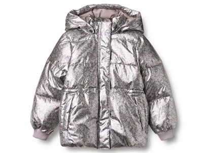 Wheat pufferjakke i silver flower meadow set forfra med metallisk look