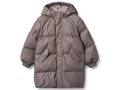 Wheat PU pufferjakke i purple stone stars set forfra med stjernetryk