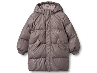 Wheat PU pufferjakke i purple stone stars set forfra med stjernetryk